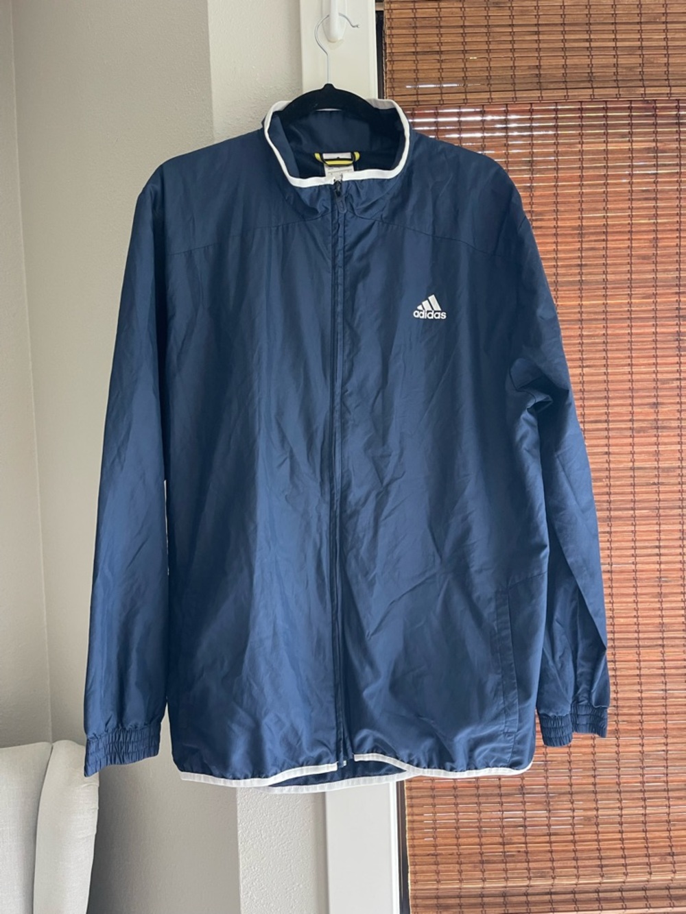 adidas Navy Windbreaker Jacket with White Trim